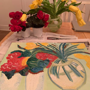 Yellow Tulips 🌷 Red flowers by Janet Borders 