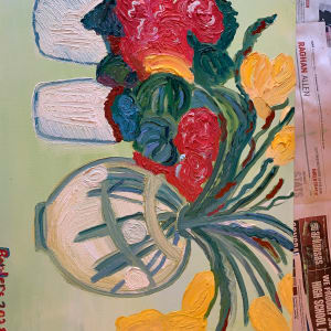 Yellow Tulips 🌷 Red flowers by Janet Borders  Image: “Lovely spring day. 