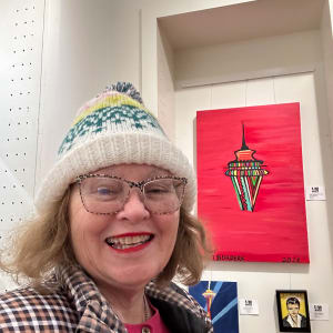Space needle 1962 to 2025 - 62 years of Magic by Janet Borders  Image: Love ❤️ painting this one it was so awesome 2 feet by four feet.  I redid the signature it is so great now.  
