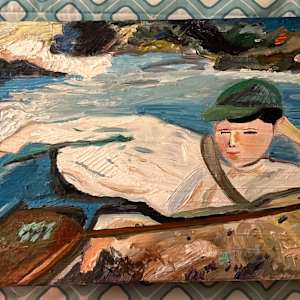 Boy Fishing in the River by Janet Borders