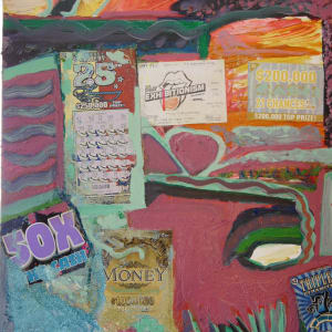 Lotto Fever by Janet Borders  Image: This painting has grown light color redid a large portion of this painting 3-4-2023 : Red , Black , Orange , pink , yellow and white 