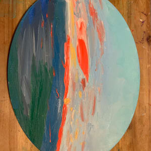 The World 🌍 is Flat by Janet Borders  Image: Oval canvas 12 inches by 10 inches approximately 