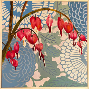 Bleeding Hearts with Chinese Patterning by Claudia LaStella