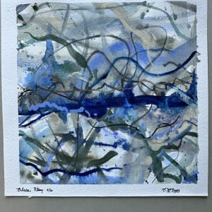 Blue Play by Theresia McInnis  Image: 7x7" mounted on coordinating green neutral.  Each individual piece exudes a unique energy, yet collectively they harmoniously come together to form a breathtaking composition.