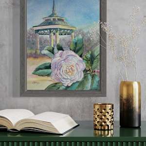 Southern Serenade: Gazebo Amidst the Camellia's by Theresia McInnis 