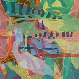 Big Cypress, 2023 by Eric Reinemann  Image: Element 8- Egret With Alligators, 22x30, acrylic on paper, 2023