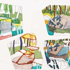 Four Rocks, triptych by Eric Reinemann  Image: Element 2- 15x20, watercolor and graphite on paper, 2021