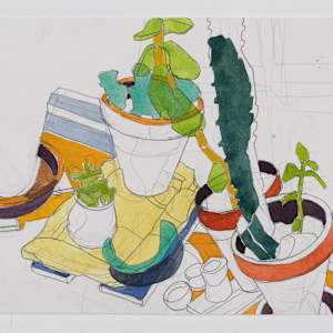 Window Sill Drawings by Eric Reinemann  Image: Element 1, watercolor and graphite on paper, 2024