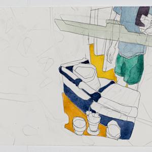 Window Sill Drawings by Eric Reinemann  Image: Element 5, watercolor and graphite on paper, 2024