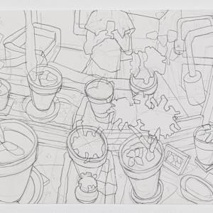 Window Sill Drawings by Eric Reinemann  Image: Element 4, graphite on paper, 2024