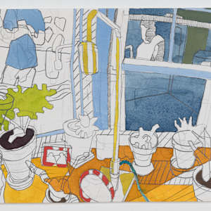 Window Sill Drawings by Eric Reinemann  Image: Element 2, watercolor and graphite on paper, 2024