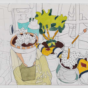 Window Sill Drawings by Eric Reinemann  Image: Element 3, watercolor and graphite on paper, 2024