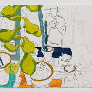 Window Sill Drawings by Eric Reinemann  Image: Element 8, watercolor and graphite on paper, 2024