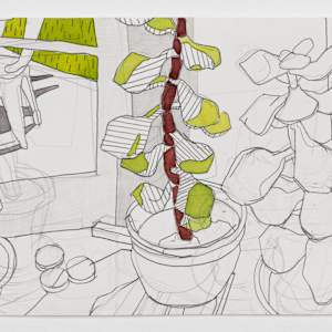 Window Sill Drawings by Eric Reinemann  Image: Element 7, watercolor and graphite on paper, 2024