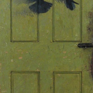 Access and Ambiguity (Door Project Installation) by Mark Gerard McKee  Image: Personal Myths (verso), 2011, 74 ½ x 29 ½ x 1 ½ “, Oil on door.(©2023, Mark Gerard McKee)