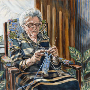 Woman Knitting by Jeanette Campbell