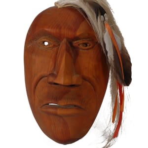 Untitled (Orange Mask with Feathers) by Six Nations Reserve