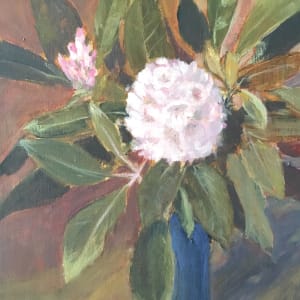 Rhododendron in a Blue Vase by Sue Dolamore