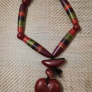 Talisman Necklace with X Large Heart pendant unique and quill beads