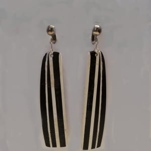 Black & White Stripe 'Slice' Earrings with stainless steel clips