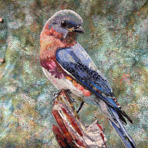 "Strike a Pose"   Eastern Bluebird  (Sialia sialis) by Susan Fay Schauer Fiber Artist 