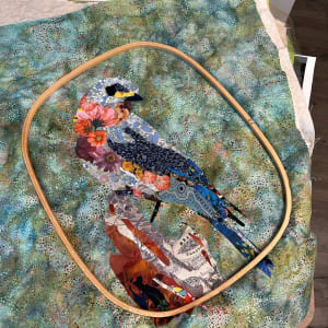 "Strike a Pose"   Eastern Bluebird  (Sialia sialis) by Susan Fay Schauer Fiber Artist