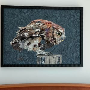 Owlet:  Eastern Screech Owl (Megascops asio) by Susan Fay Schauer Fiber Artist 