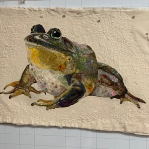 "RIBBIT"        American bullfrog (Lithobates catesbelanus) by Susan Fay Schauer Fiber Artist 