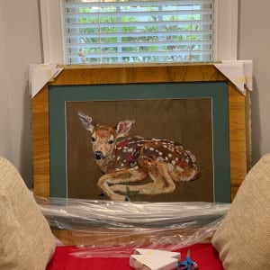 "Learning to Be II:  White-tailed deer.  (Odocoileus virginianu) by Susan Fay Schauer Fiber Artist 