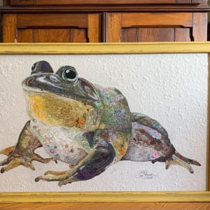 "RIBBIT"        American bullfrog (Lithobates catesbelanus) by Susan Fay Schauer Fiber Artist 