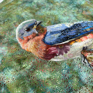 "Strike a Pose"   Eastern Bluebird  (Sialia sialis) by Susan Fay Schauer Fiber Artist 