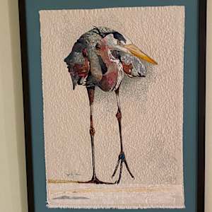 "Daddy Long Legs" - Great Blue Heron by Susan Fay Schauer Fiber Artist 