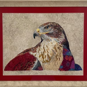 Hawkeye.  Ferruginous Hawk (Buteo regalis) by Susan Fay Schauer Fiber Artist 