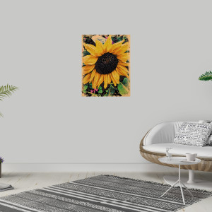 Sunflower, Japanese Woodcut Style by Barbara Storey 