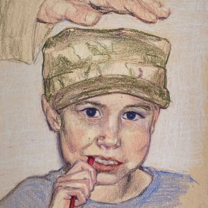 Helping Dad Pack for Deployment - Flat File #2 by Tia Sunshine Art 