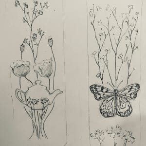 Original Bookmarks Teapot and Wildflowers #1 by Tia Sunshine Art 