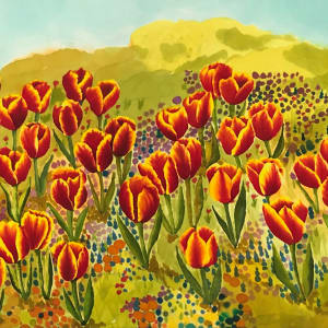 Tulips Among the Wildflowers  Image: Tulips close up