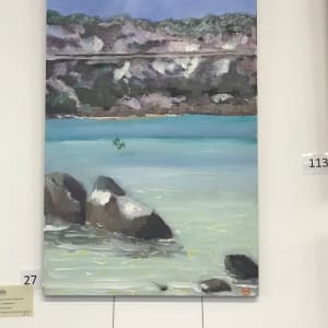 Wooli River Mouth by Geoff Hargraves  Image: Hanging at the Wooli Art Show, with Highly commended award.