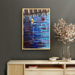 Harbour Reflections by Geoff Hargraves  Image: ArtRoom virtual room hanging with virtual wood frame