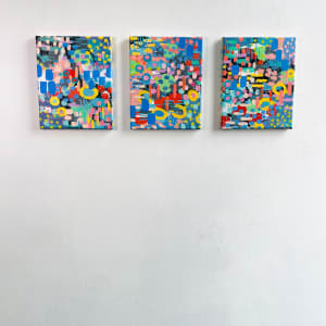 Pixelated Florals: Triptych 3 by Alexandra Jamieson