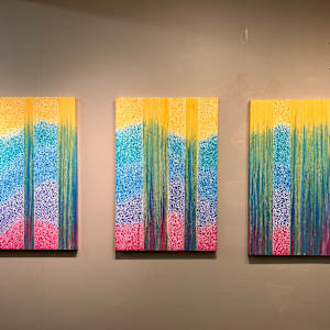 Dots Fade to Drips Commission Triptych by Rachel Brask