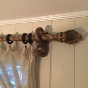 Wood Carvings & Pattern Making - Work experience at The Woodchuck by Bill Usher  Image: Aquatic finial on a Barber style curtain rod with a Dolphin bracket