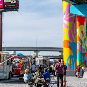 Earhart Food Truck Plaza Mural by Bruna Petalla, Madison Roy 