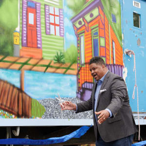Sierra Club Mural by Young Artist Movement (YAM), Journey Allen, Kentrice Schexnayder  Image: Mural Unveiling (photo credit Patrick Niddrie)