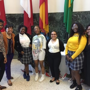 Shared Truth from the Youth by Young Artist Movement (YAM), Jessica Strahan  Image: YAM artists with Mayor LaToya Cantrell, City Hall