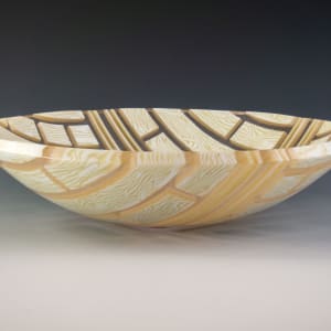 Hint of Coral and Vanilla Fans Bowl by Karen Wallace 