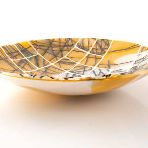 Pumpkin, Black and White Abstract Geometric Bowl by Karen Wallace 