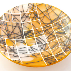 Pumpkin, Black and White Abstract Geometric Bowl by Karen Wallace 
