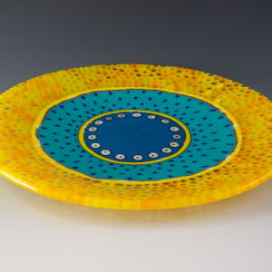 Turquoise Sunflower Platter by Karen Wallace 
