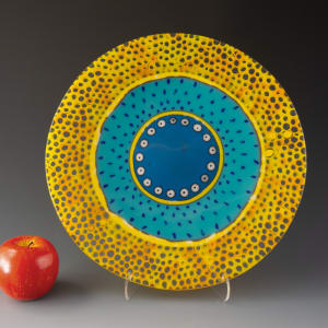 Turquoise Sunflower Platter by Karen Wallace 